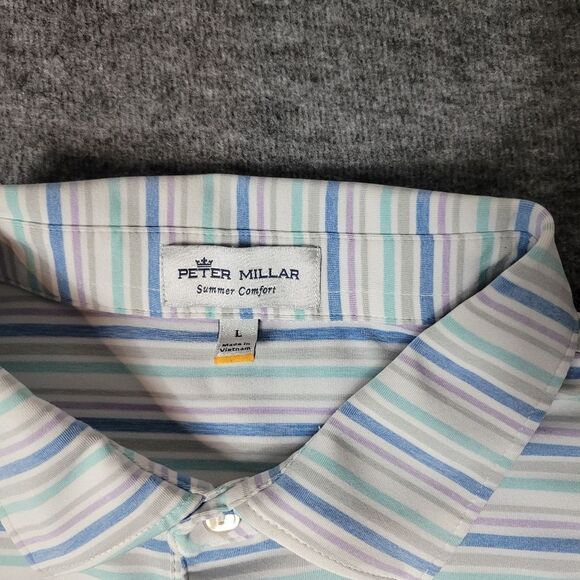 Peter Millar Summer Comfort Men's Golf Polo Shirt Multicorlor Striped - Picture 4 of 11